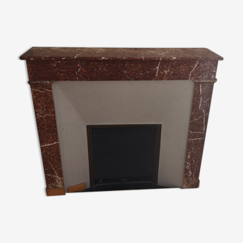 Red marble fireplace
