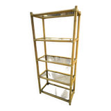 Bamboo and smoked glass bookcase shelf circa 1970