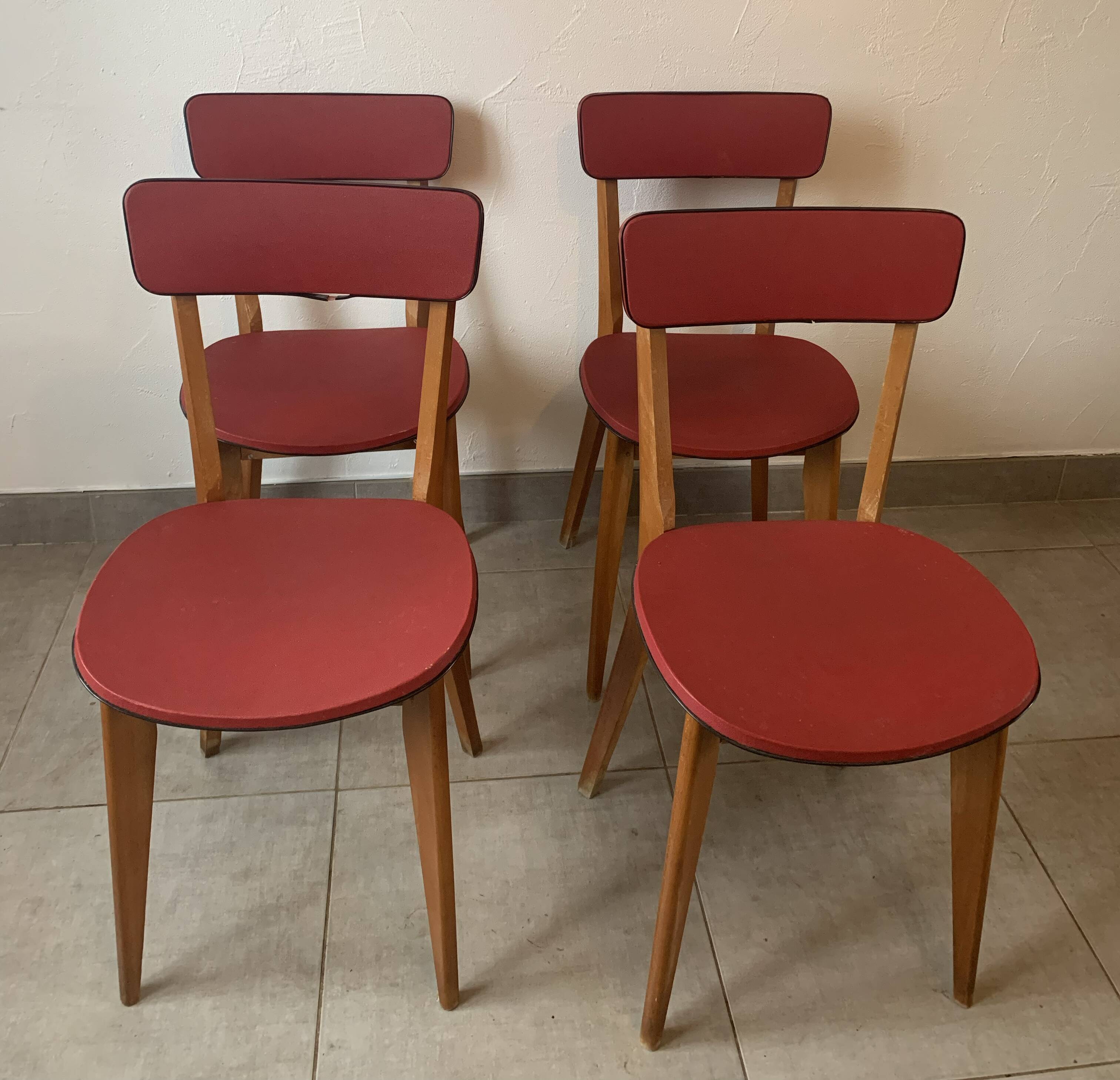 Set de 4 chaises bistrot vintage, années 50 (Taille adulte)