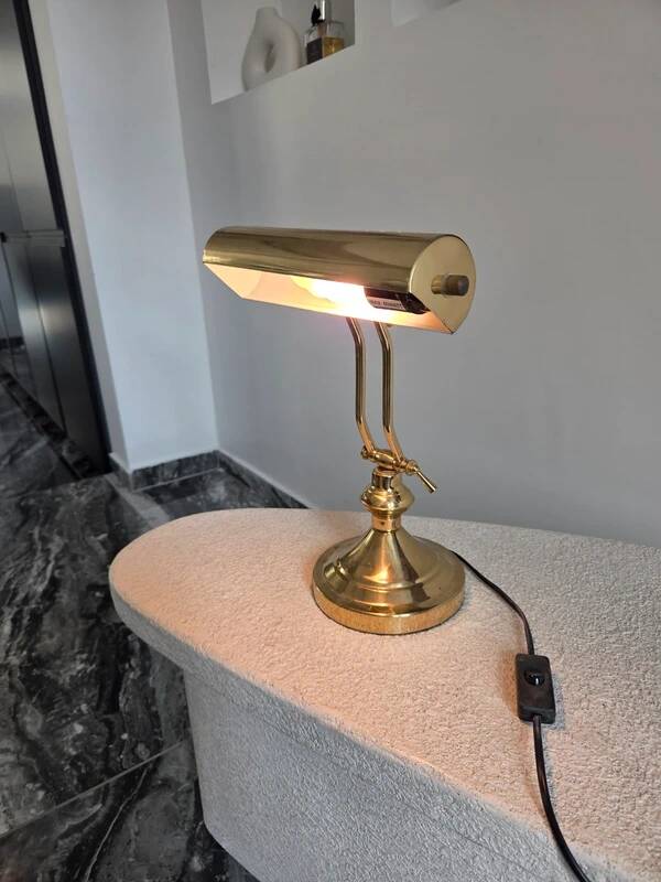 Vintage gold Art Deco banker lamp