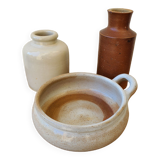 3 stoneware pots
