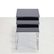 Vintage chrome and black glass side tables by Brabantia 1960s
