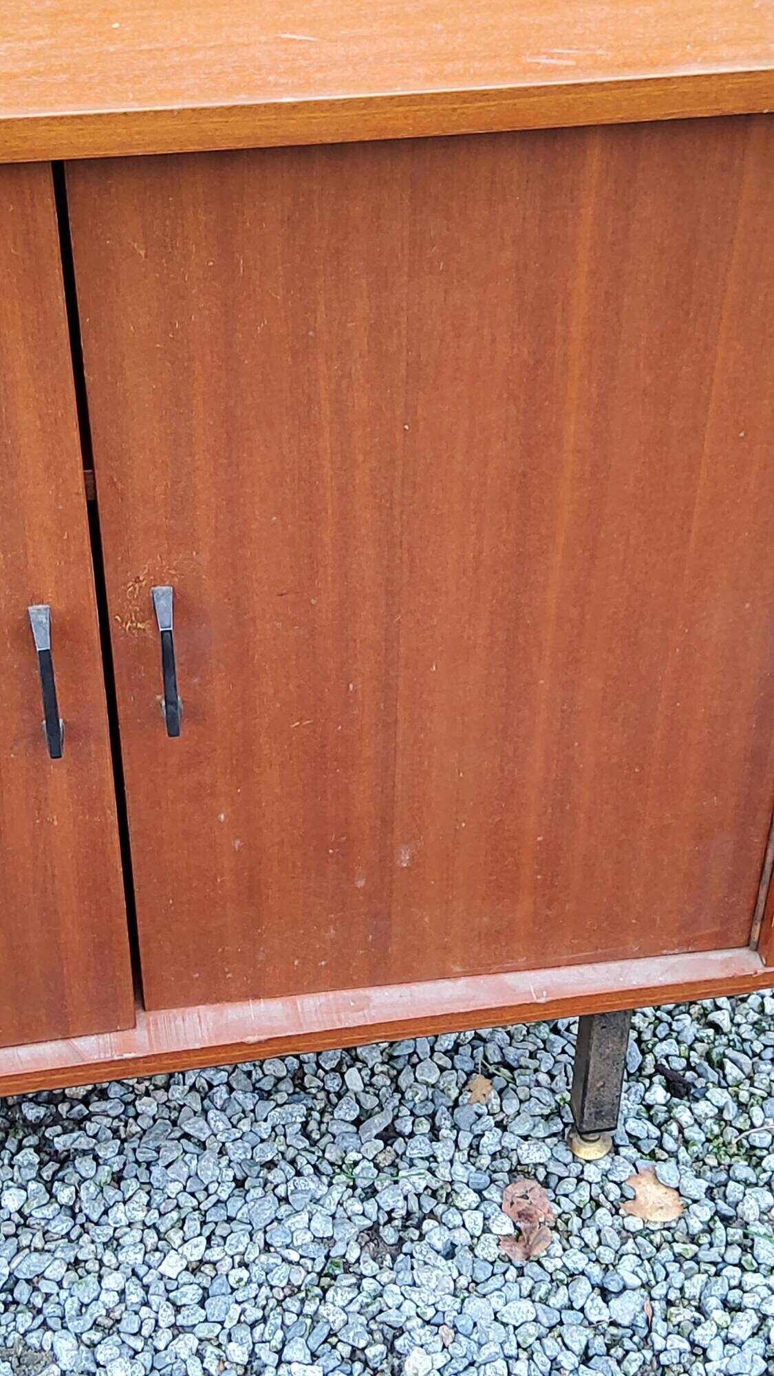 Pair of vintage mahogany sideboards with square metal legs from the 60s