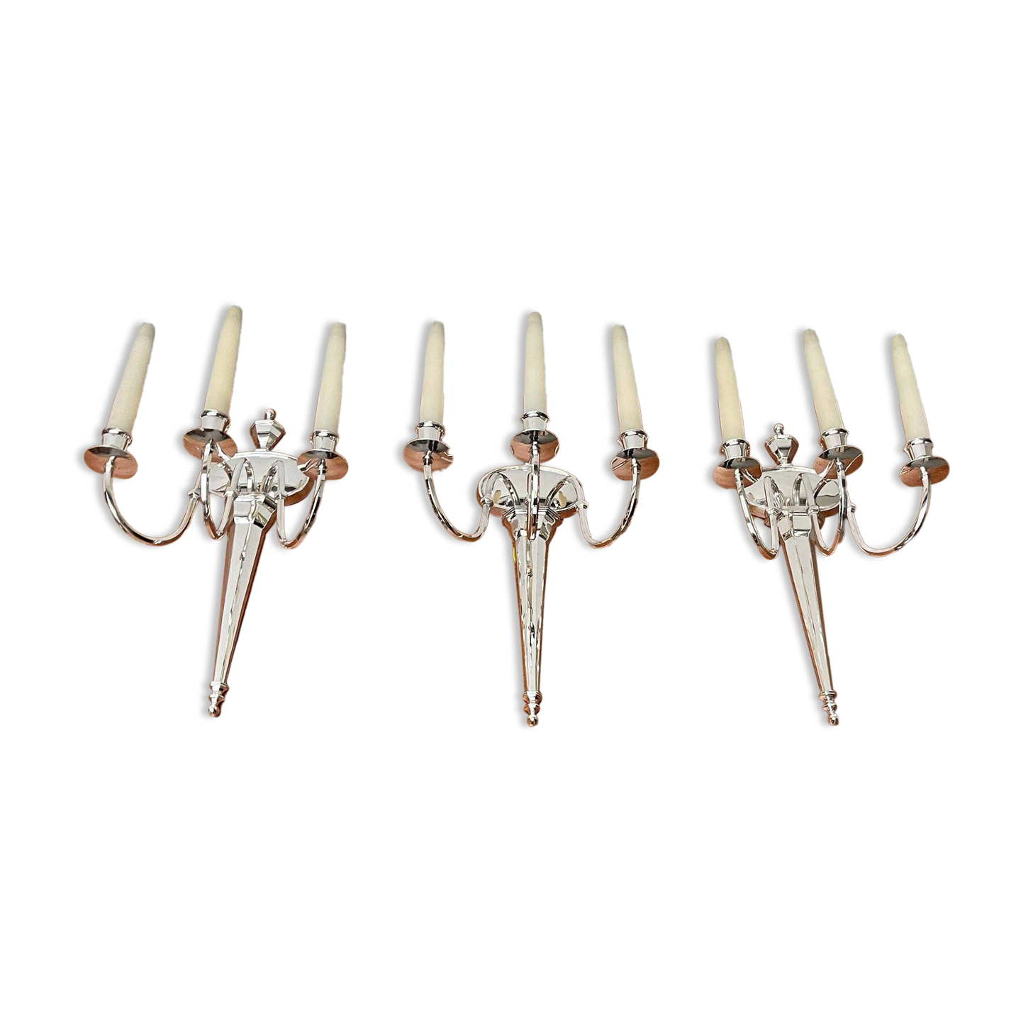 Vintage Italian neoclassical wall sconces in Hollywood Regency style, set of 3.