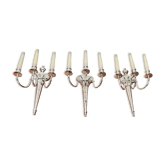 Vintage Italian neoclassical wall sconces in Hollywood Regency style, set of 3.