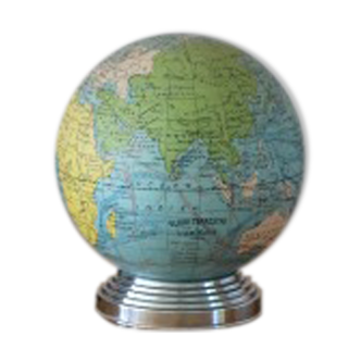 Globe terrestre lumineux verre 1950