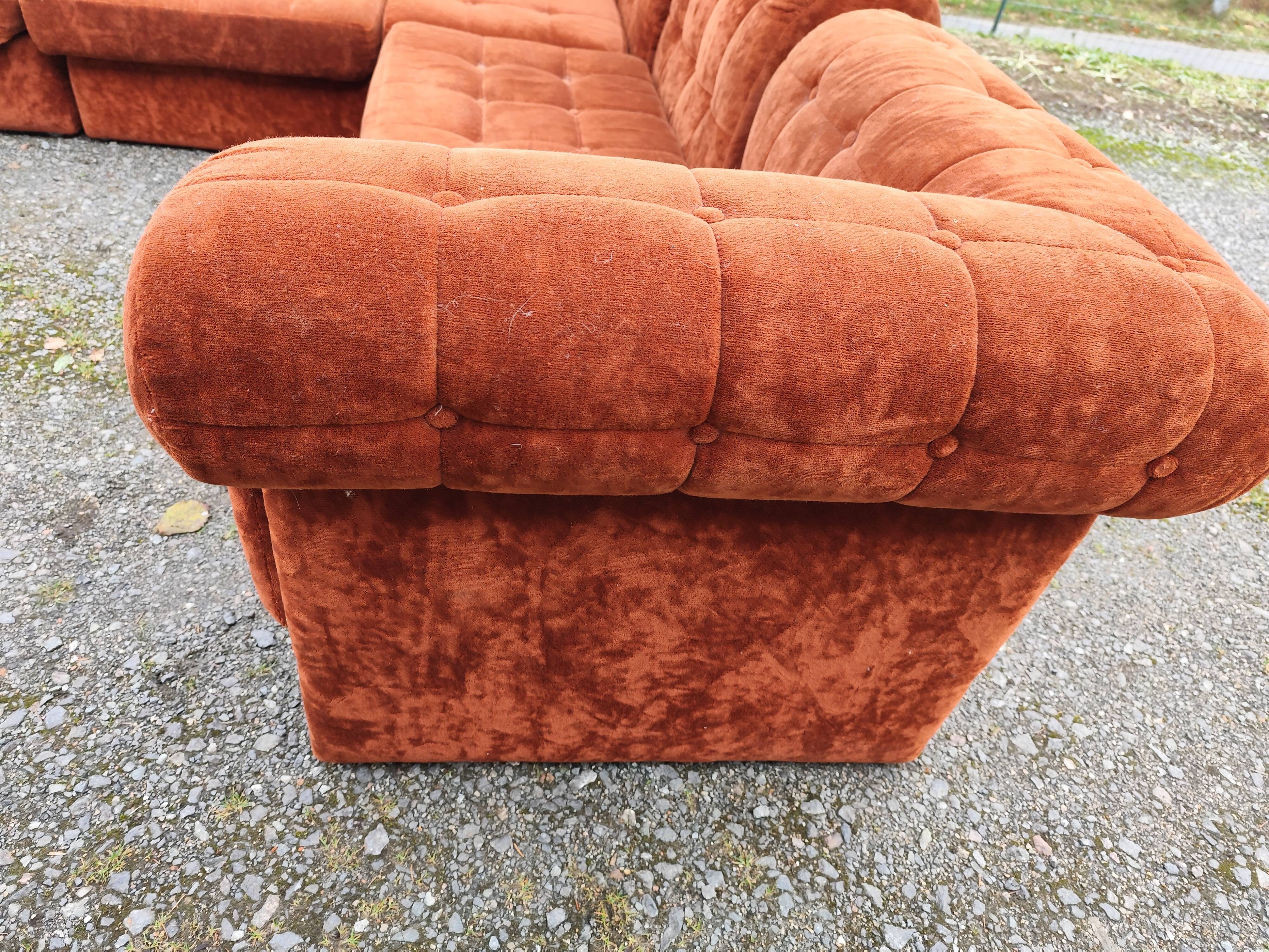 Modular velvet sofa bench 5 blocks