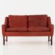 Red leather sofa, Scandinavian design, 1960s, designer: Fredrik Kayser, production: Vatne Møbler