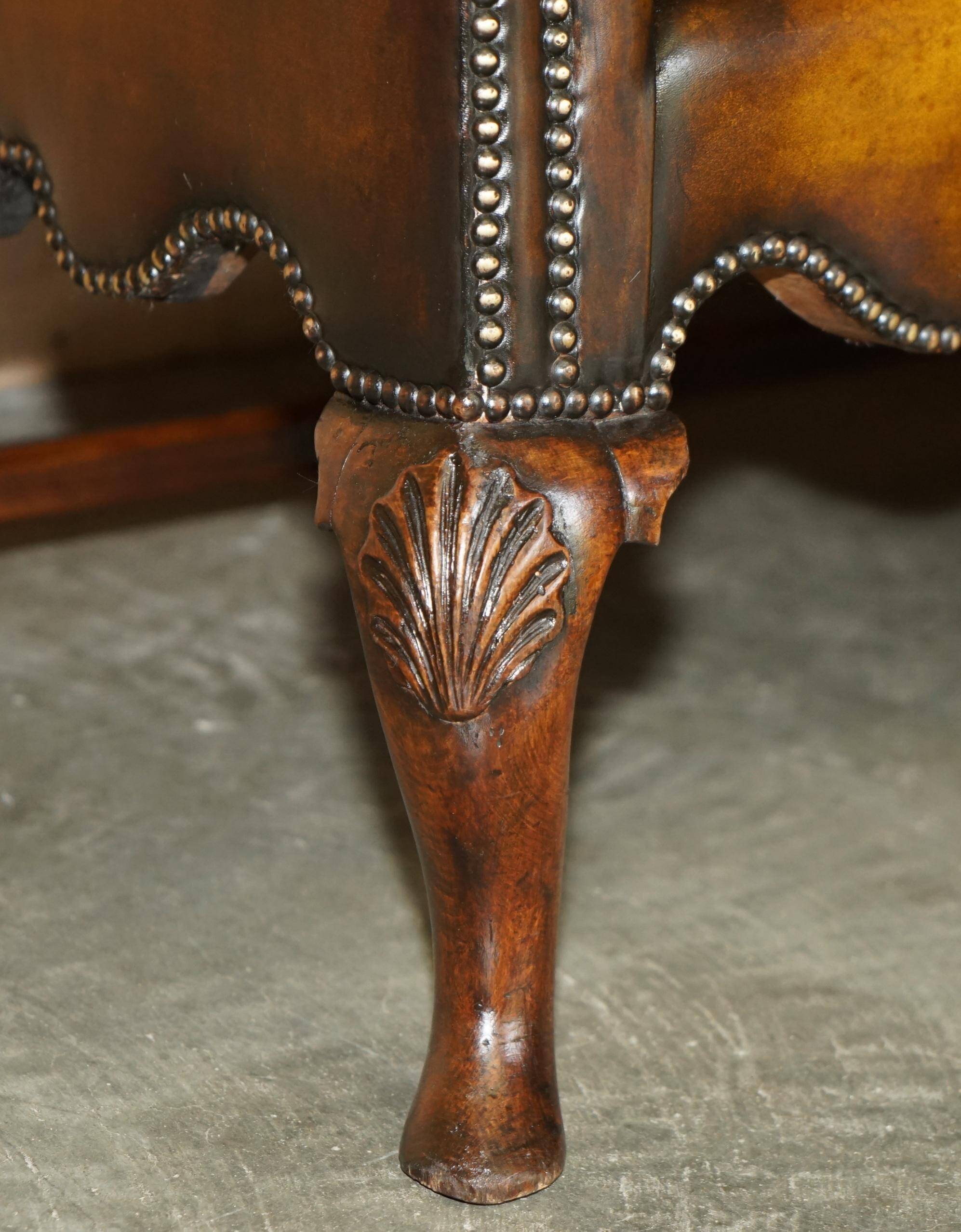 Victorian restored George II style high-back leather canapé