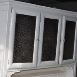 Grey painted pine sideboard with display cabinet and mirror effect glass, early 20th century.