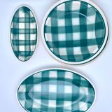 Vintage beige and green checkered service