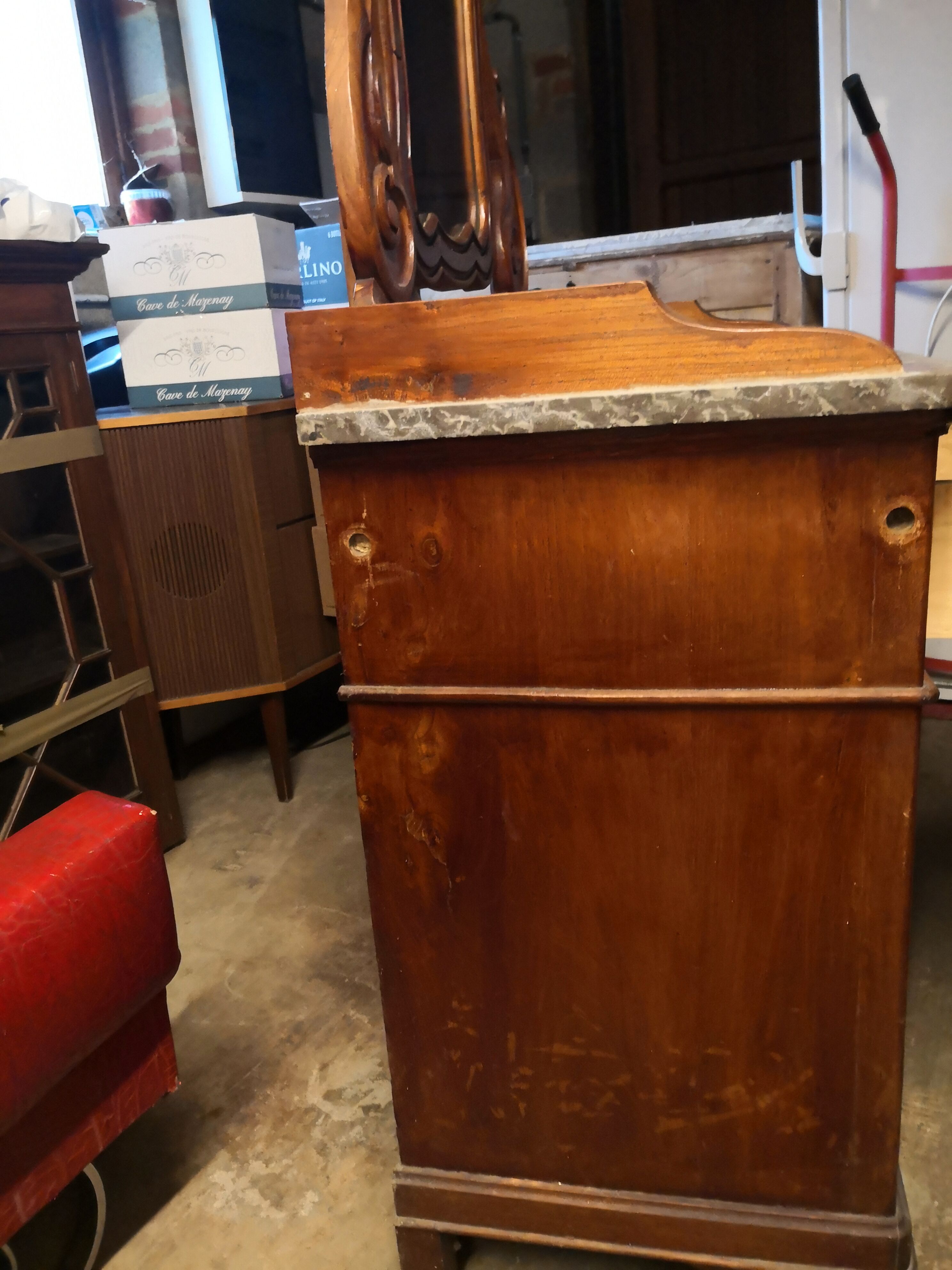 Coiffeuse Louis Philippe dessus marbre
