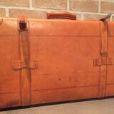 Thick leather suitcase