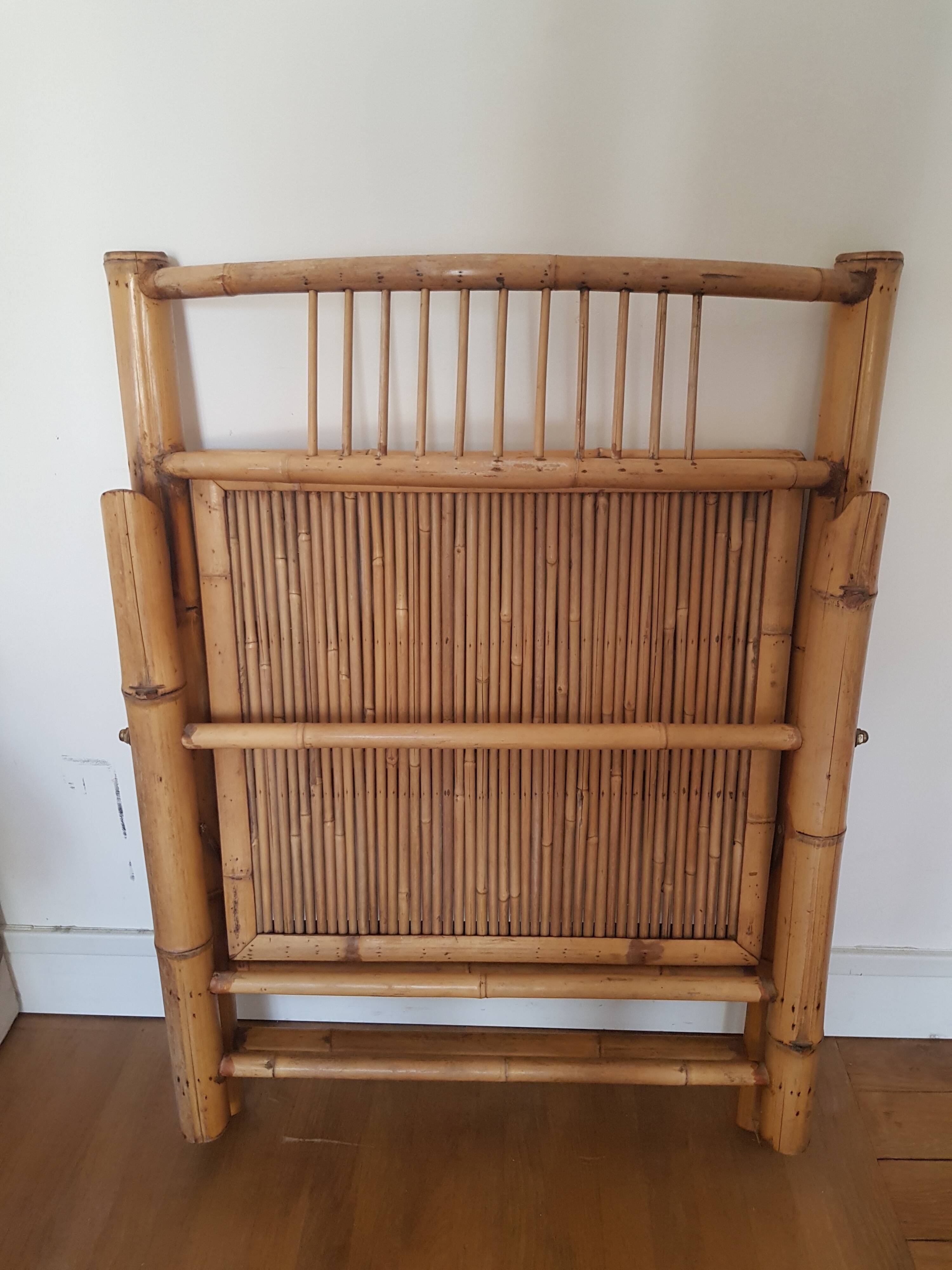 Bamboo and rattan folding chair