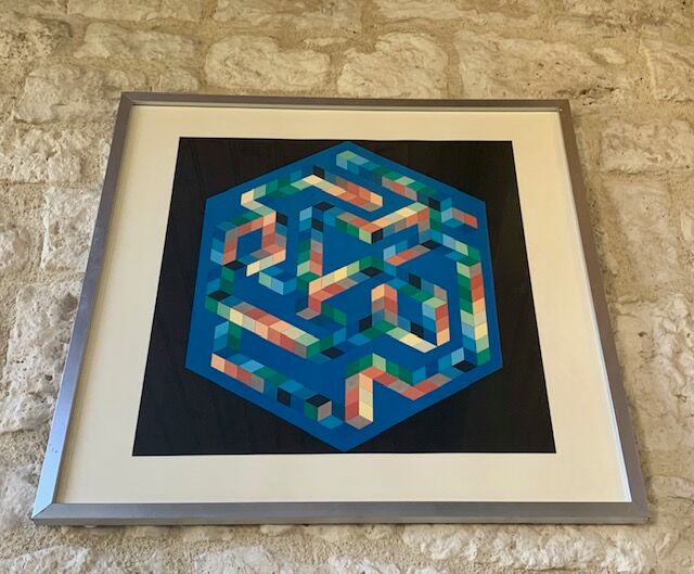Impression vintage de Victor Vasarely Op Art vers les années 70