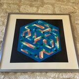 Impression vintage de Victor Vasarely Op Art vers les années 70
