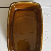 Vintage Portuguese faience butter dish with wood effect, Secla.