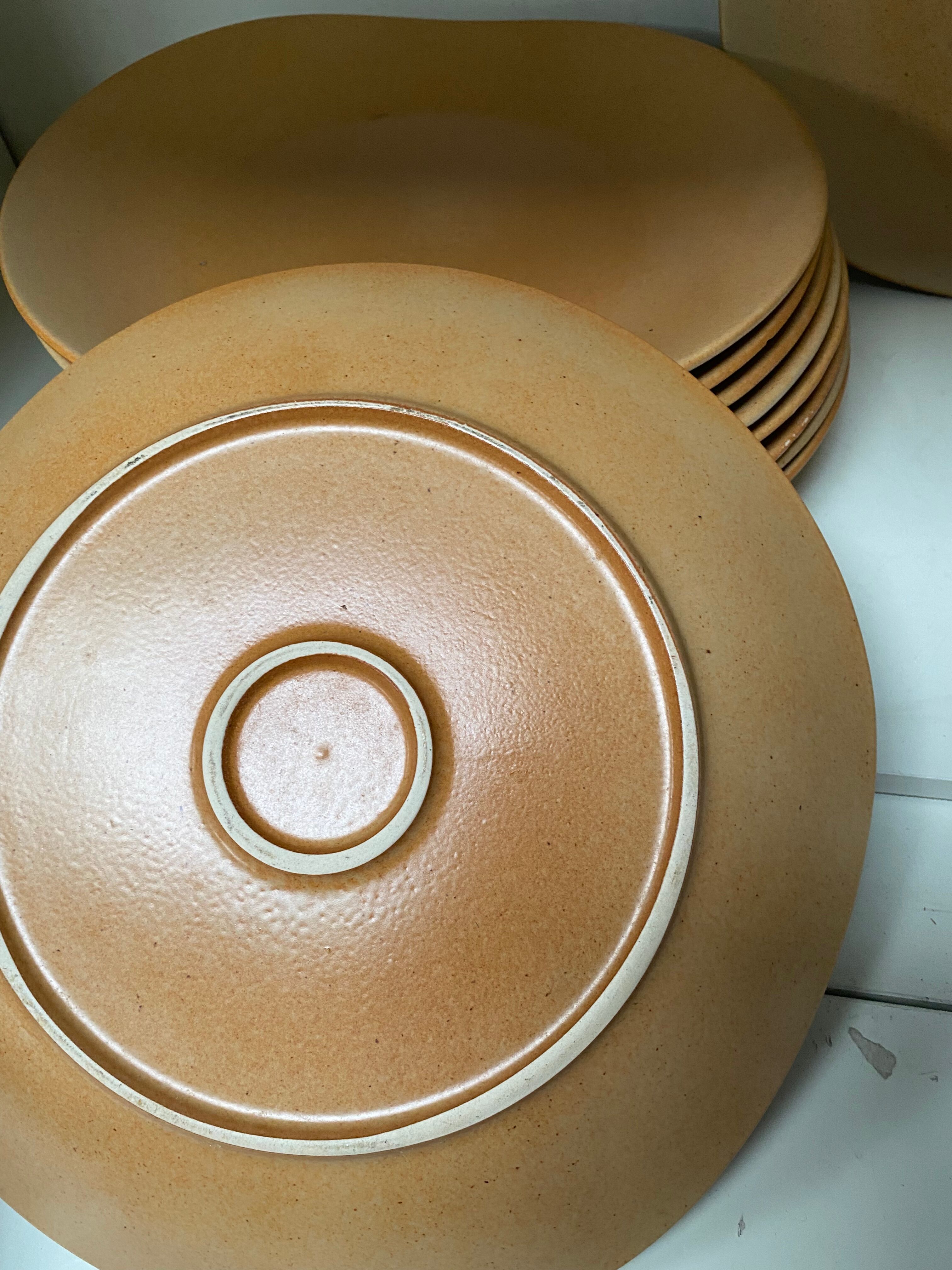 8 vintage stoneware plates