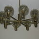 Mid-century 8-arm brass & glass chandelier