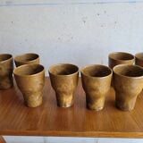 Set of 8 flared glasses in brown sandstone