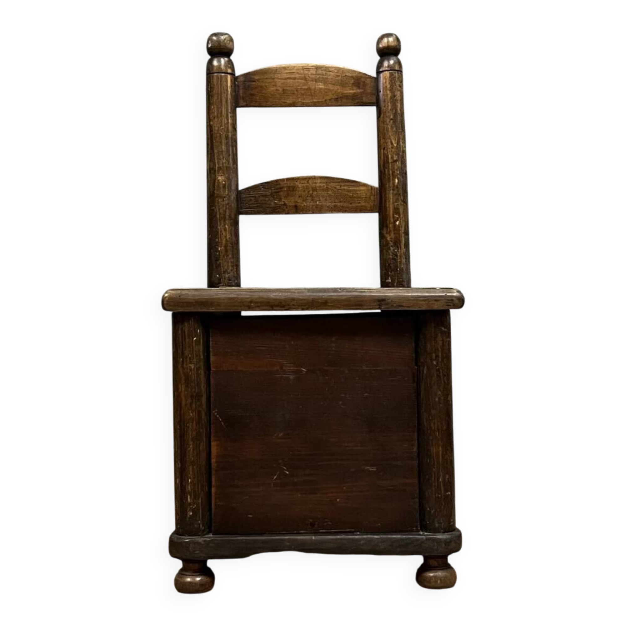 Late 18th century folk art work: child's armchair concealing a chest