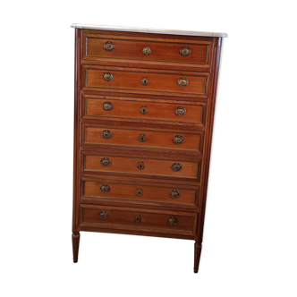 Louis XVI style semainier in mahogany veneer