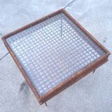 Rattan and metal coffee table