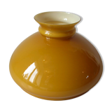 Old two-tone white and bistre caramel glass lampshade, vintage retro decoration