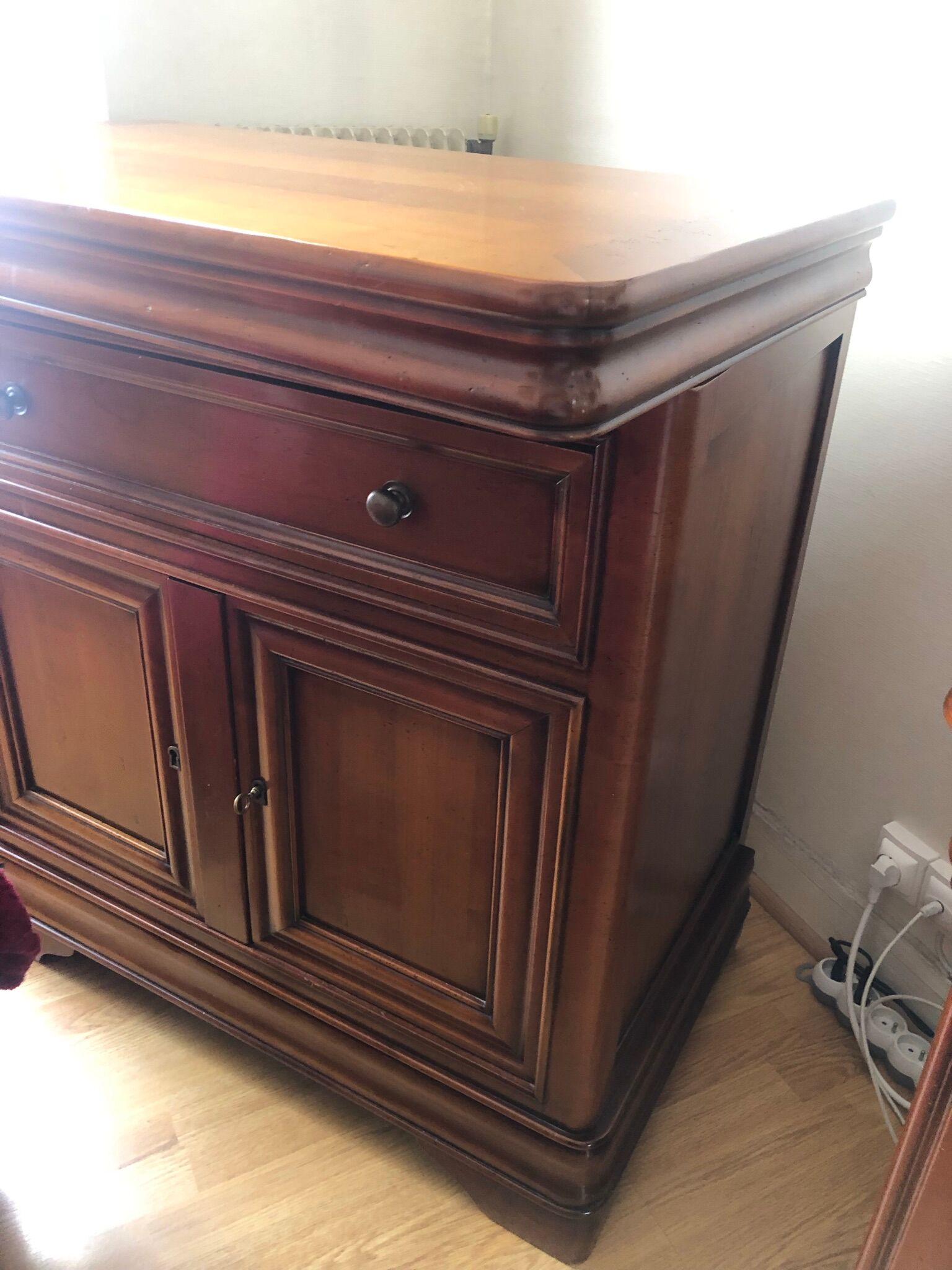 Solid cherry TV stand made in France