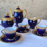 Service à café Bleu de four et or - porcelaine de Limoges