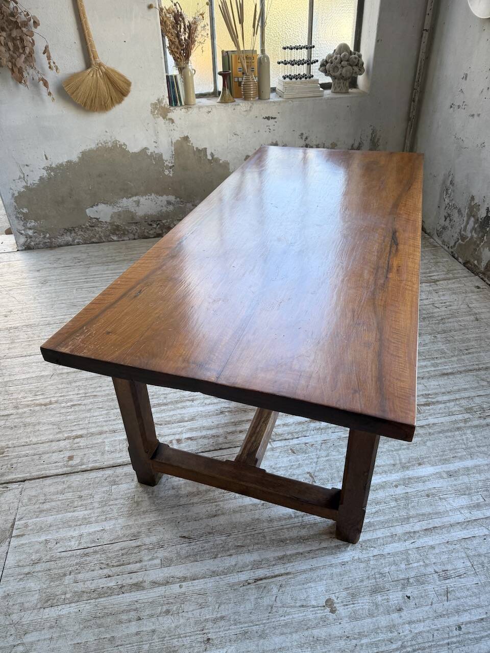 Rustic farmhouse table, solid oak, 2m