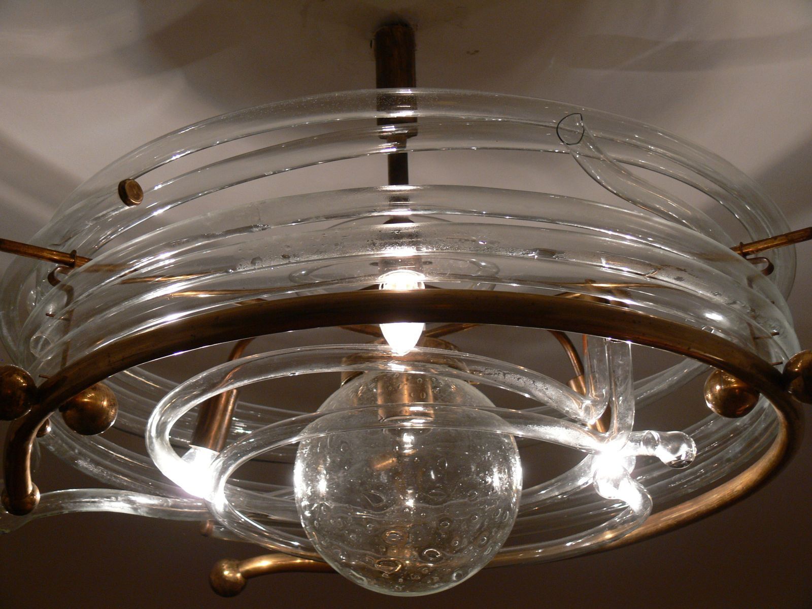 Vintage glass and brass ceiling light