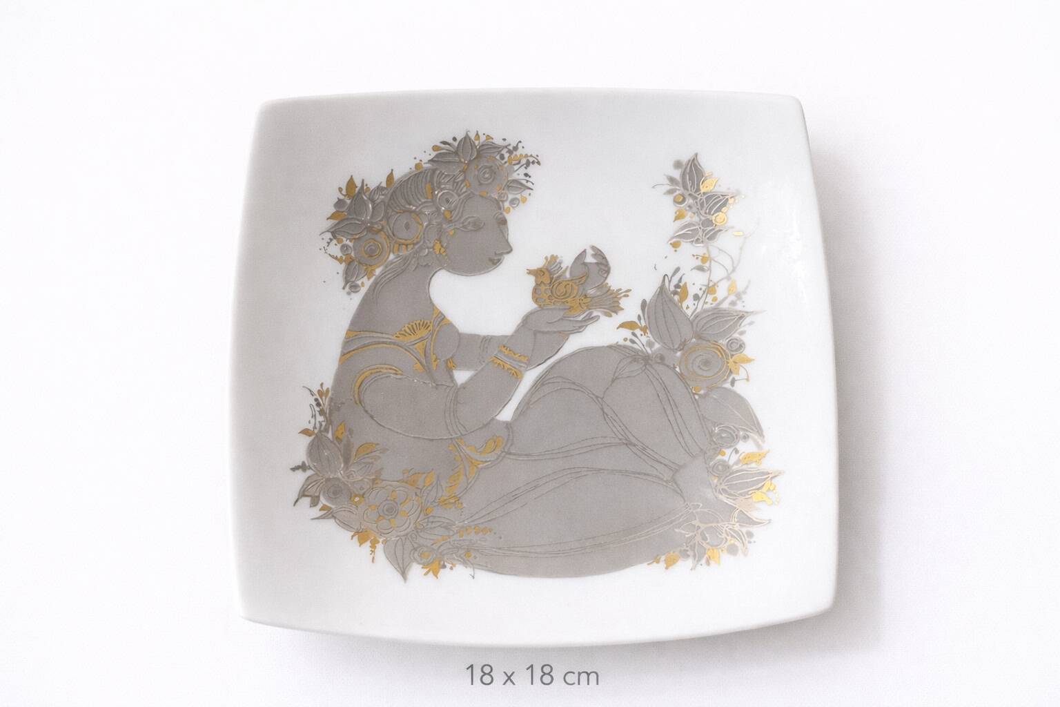 Assiette carrée en porcelaine Rosenthal Studio-Line par Bjørn Wiinblad