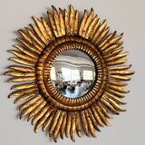 Italian Sunburst Mirror with Concave Mirror Glass