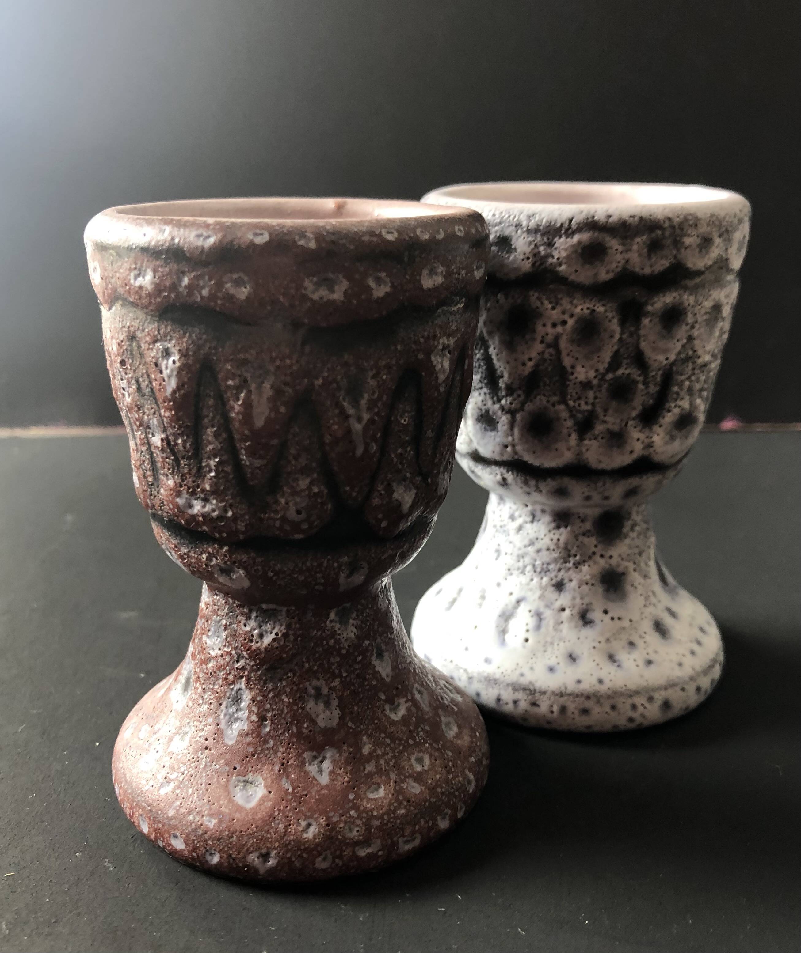 Pair of ceramic egg cups by Jean Austruy
