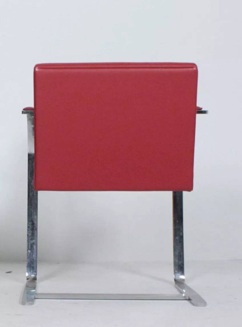 Brno armchair in red leather – attributed to Mies van der Rohe for Knoll International