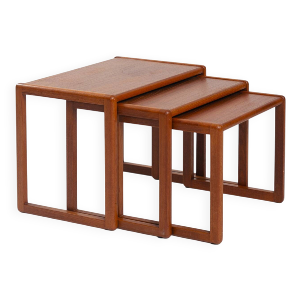ensemble de 3 tables gigognes en teck, design danois, années 1970