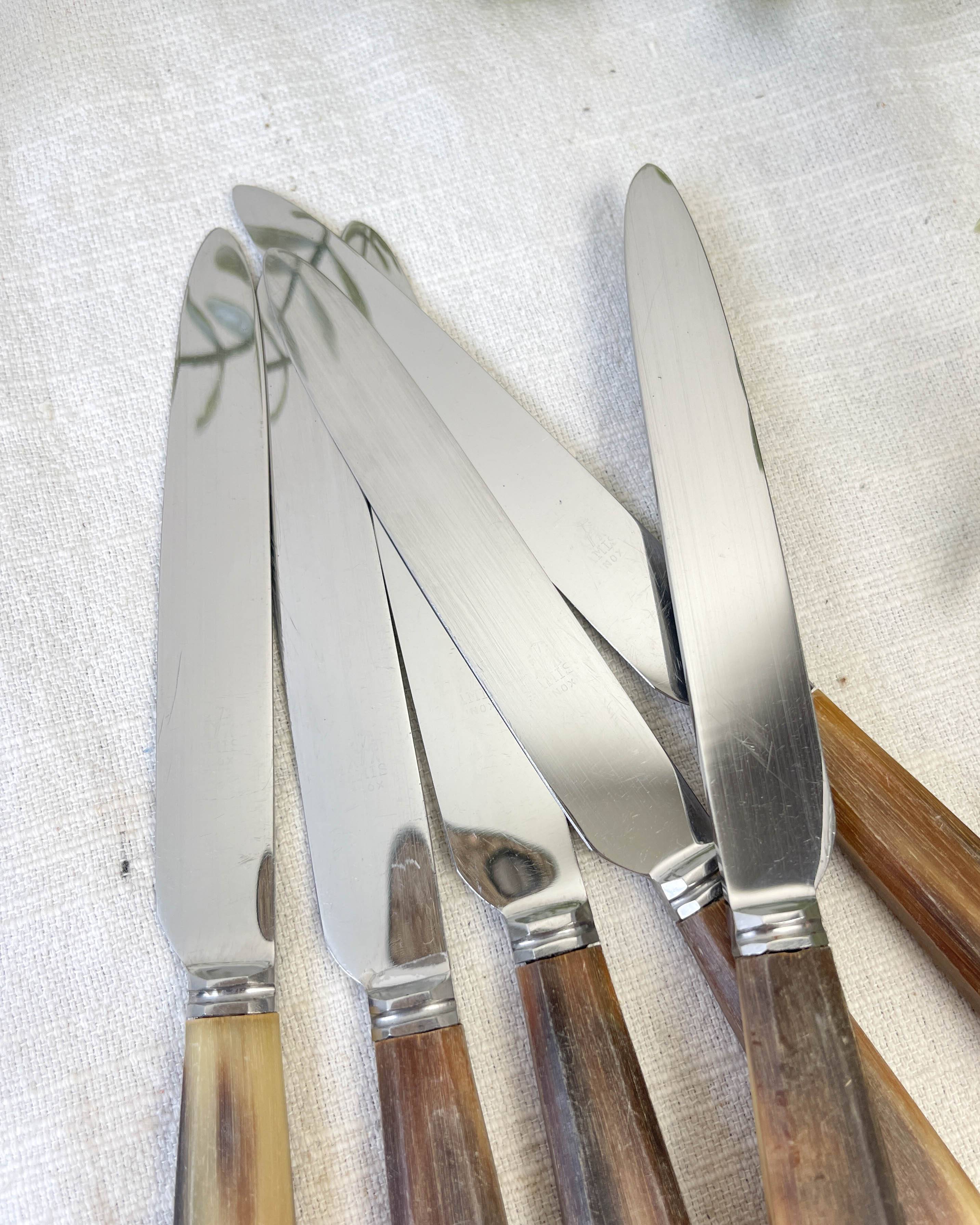 6 Vintage Horn Dessert Knives