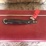 Old suitcase red cardboard bordeaux clasp metal vintage