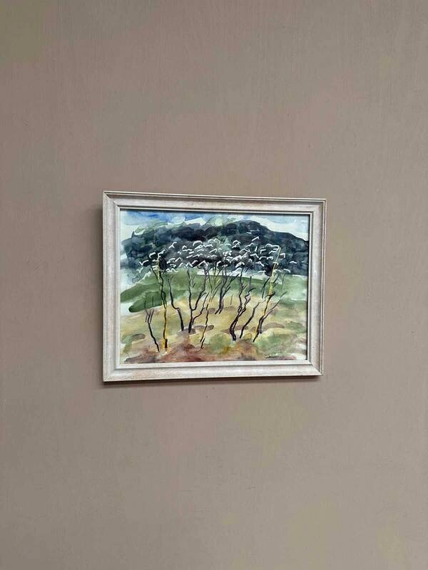 Original Swedish oil on panel “Nature” by René S-G, signed, vintage & framed 34×28cm