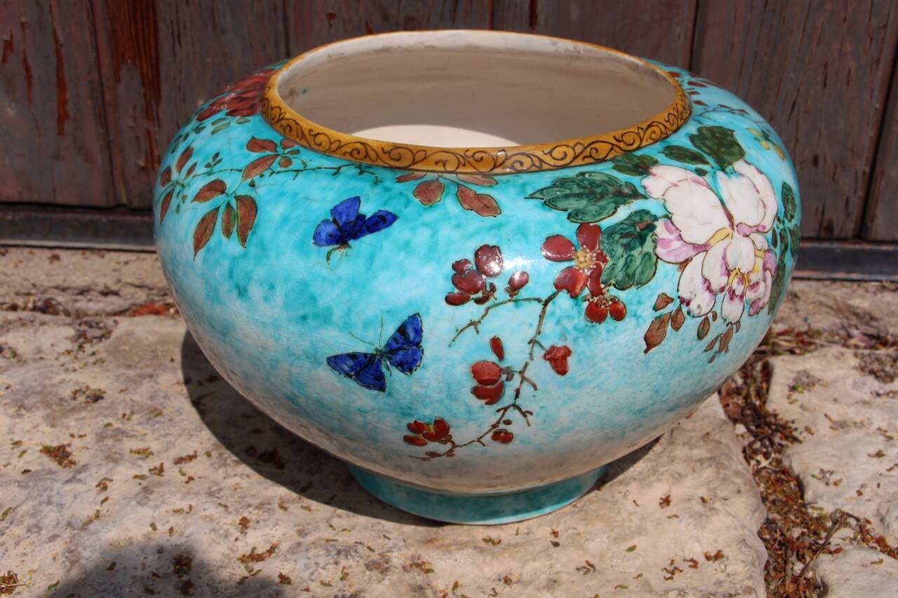 cache pot de Edmond Lachenal art nouveau