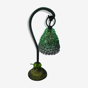 Lamp, cast iron foot, day offal in pearls forming a bunch of grapes - 60s