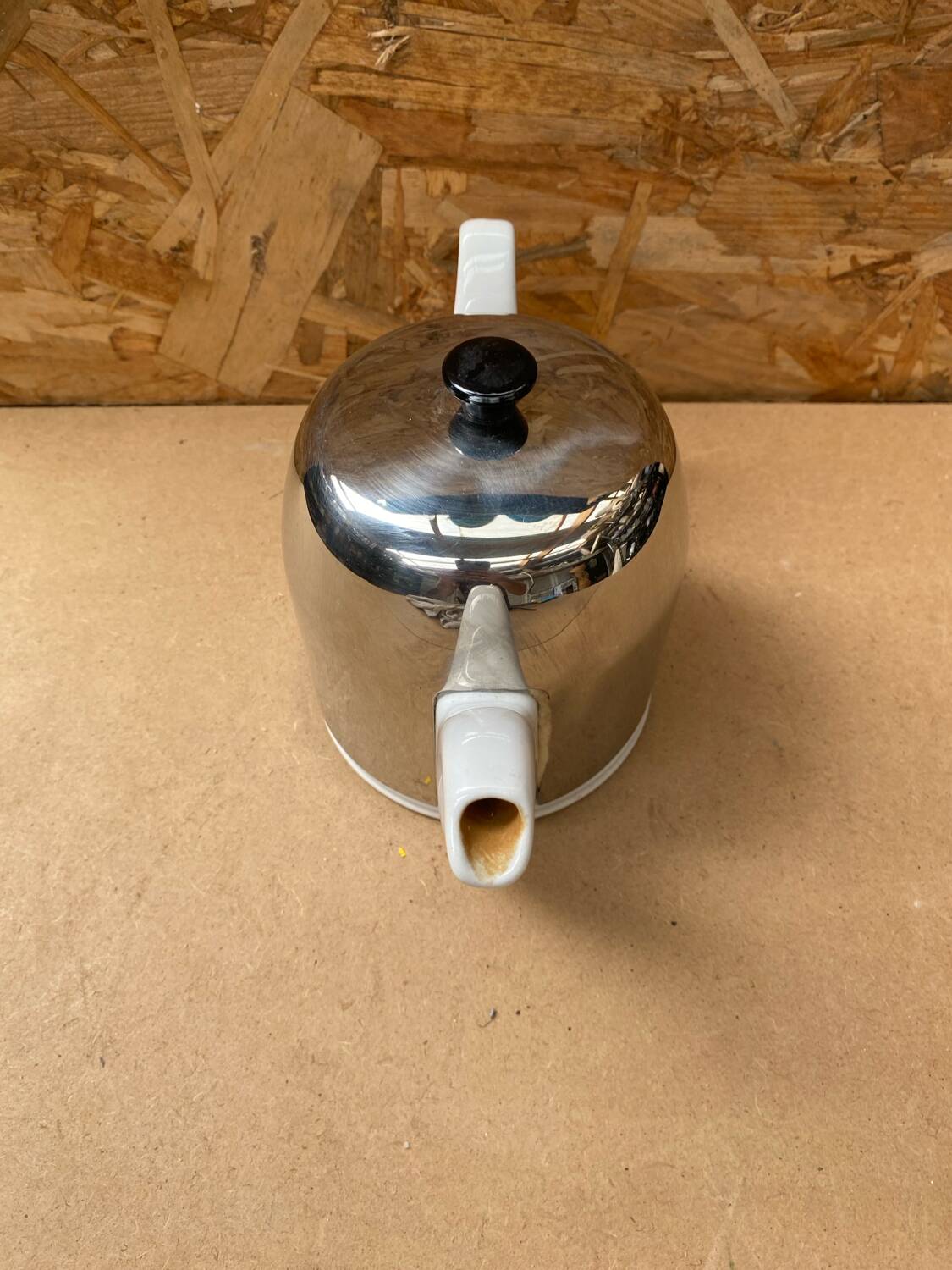 Old teapot salam thé guy degrenne white ceramic + stainless steel vintage