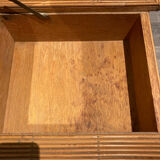 Hairdresser, vintage rattan desk, in the style of Audoux Minet.