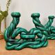 Pair of vintage green ceramic candlesticks signed Hubert Pernin, Vallauris.