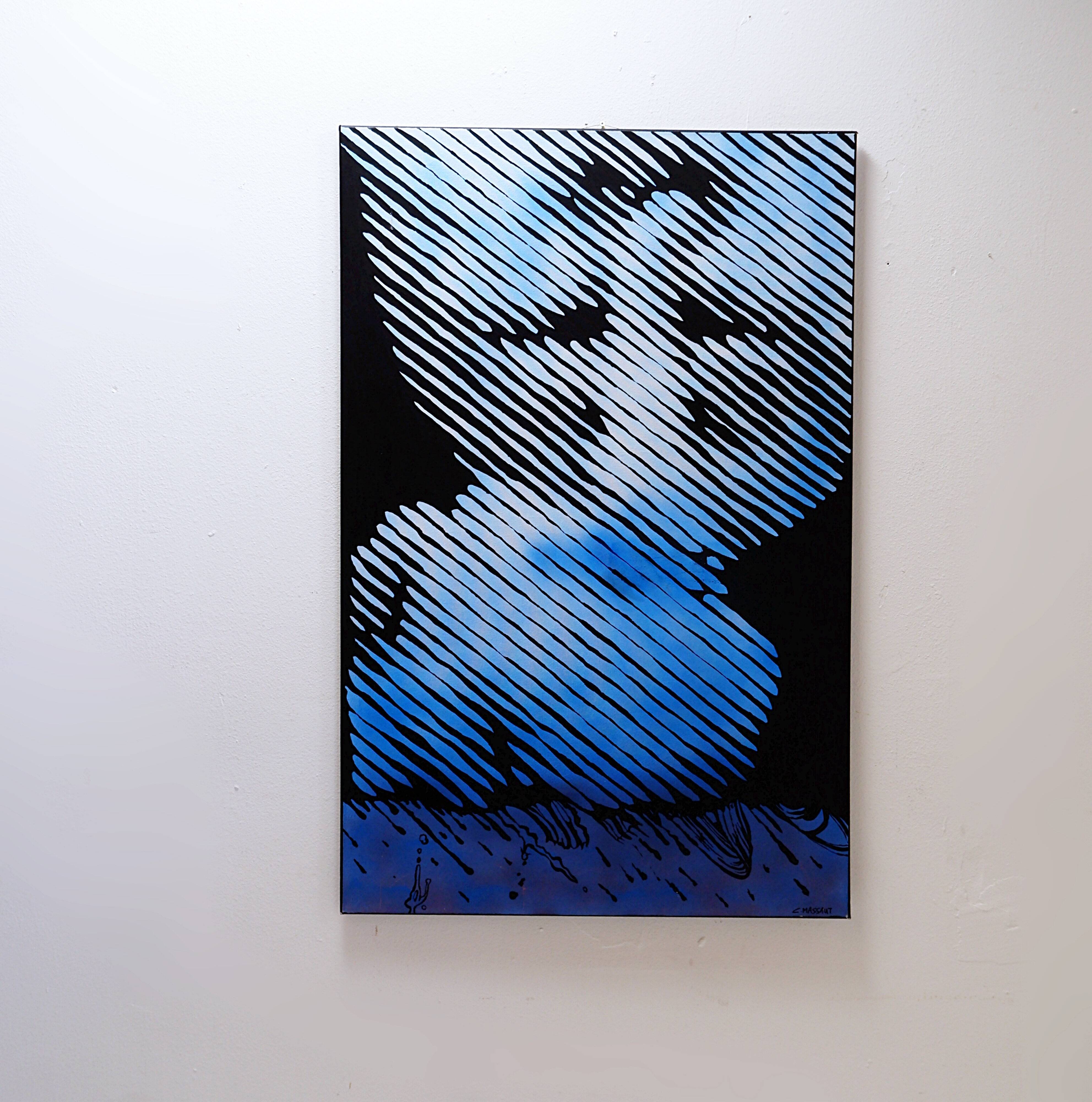 Abstract painting in muted tones on canvas - signed C.Massaut