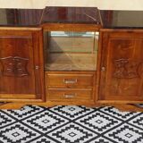 Solid walnut sideboard with small display cabinet