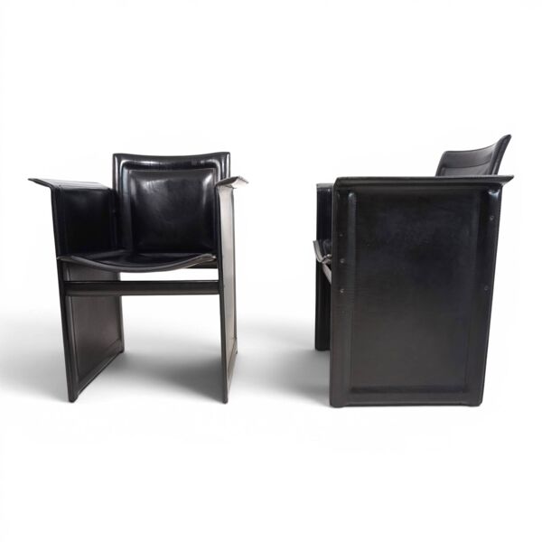 2 chaises en cuir noir Arrben Solaria par Tito Agnoli, 1970