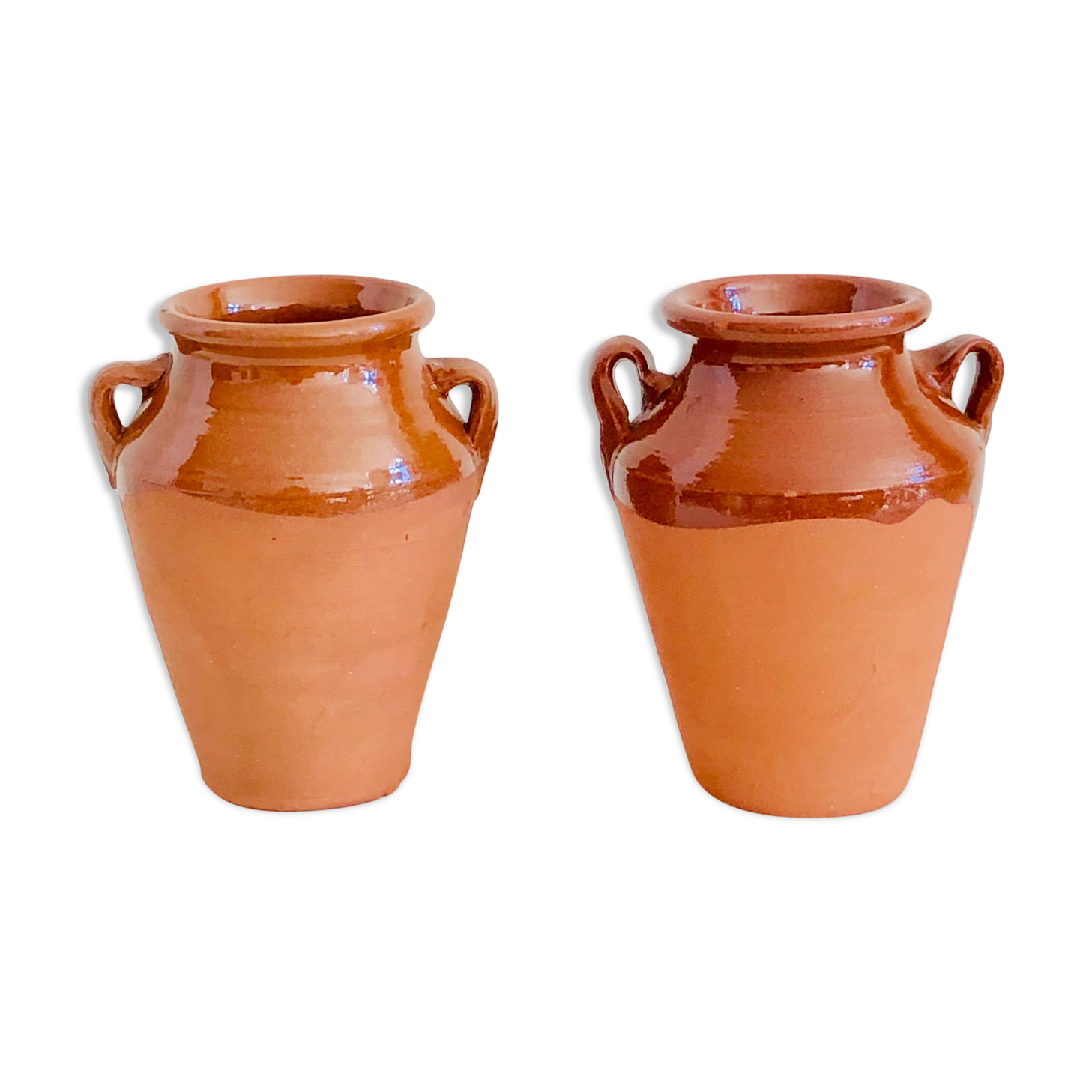 Pair of terracotta amphora vases