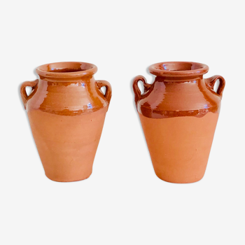 Pair of terracotta amphora vases